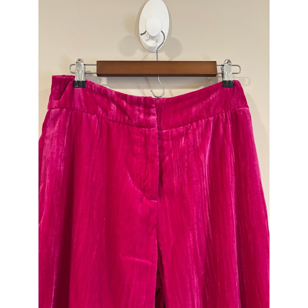 Nasty Gal Collection Velvet Trousers Hot Pink Excellent Wide Leg High Rise Pants - Picture 6 of 9